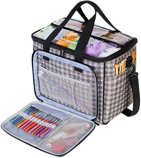 Teamoy Knitting Bag, Yarn Tote Organizer with Inner Divider .